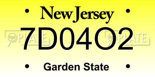 7D04O2 New Jersey License Plate