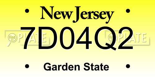 7D04Q2 New Jersey License Plate