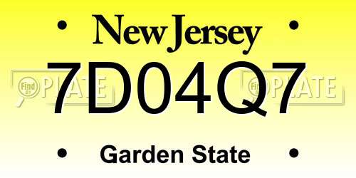 7D04Q7 New Jersey License Plate