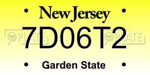 7D06T2 New Jersey License Plate