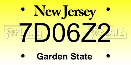 7D06Z2 New Jersey License Plate