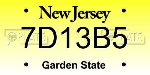 7D13B5 New Jersey License Plate