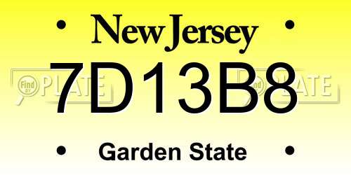 7D13B8 New Jersey License Plate