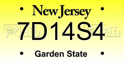 7D14S4 New Jersey License Plate