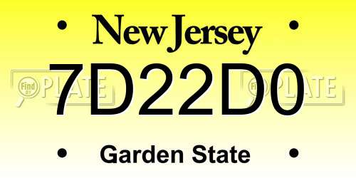 7D22D0 New Jersey License Plate