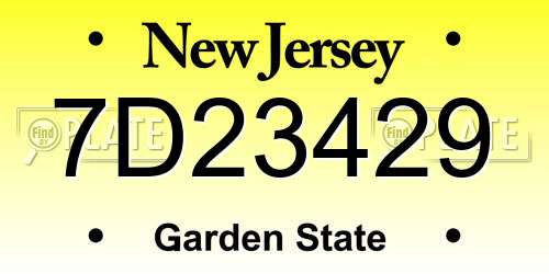 7D23429 New Jersey License Plate