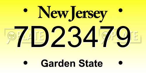 7D23479 New Jersey License Plate