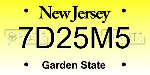 7D25M5 New Jersey License Plate