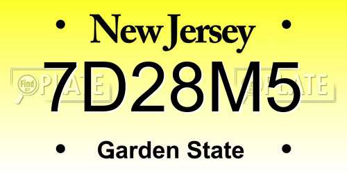 7D28M5 New Jersey License Plate
