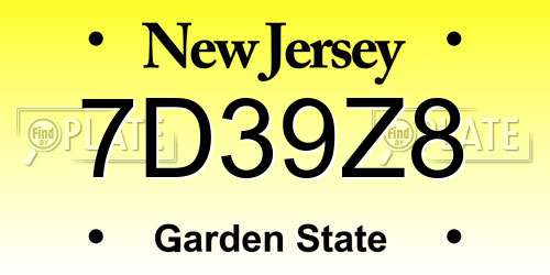 7D39Z8 New Jersey License Plate