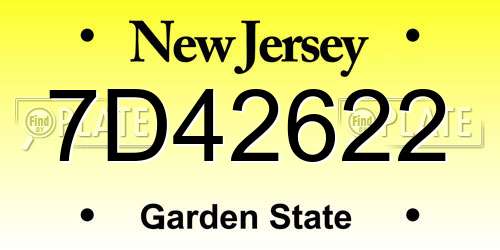 7D42622 New Jersey License Plate