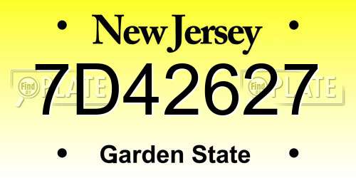 7D42627 New Jersey License Plate