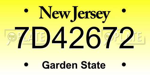 7D42672 New Jersey License Plate