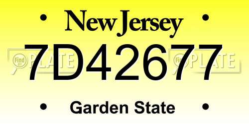 7D42677 New Jersey License Plate
