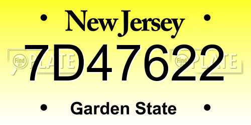7D47622 New Jersey License Plate