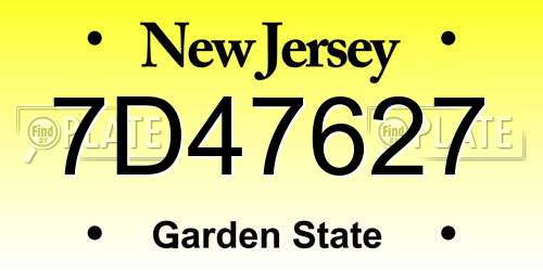 7D47627 New Jersey License Plate