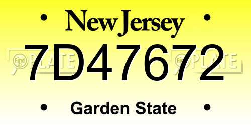 7D47672 New Jersey License Plate