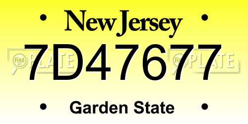 7D47677 New Jersey License Plate