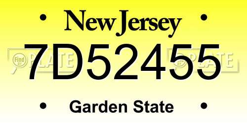 7D52455 New Jersey License Plate
