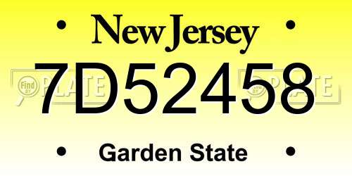 7D52458 New Jersey License Plate
