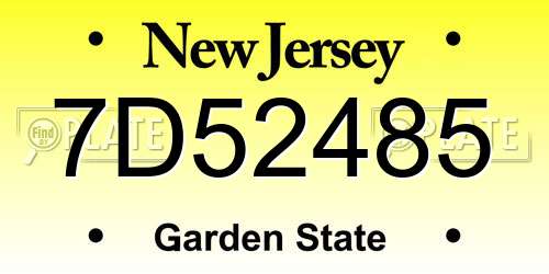 7D52485 New Jersey License Plate