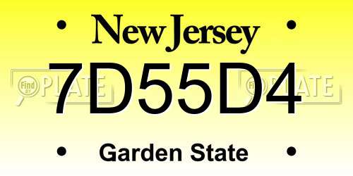 7D55D4 New Jersey License Plate