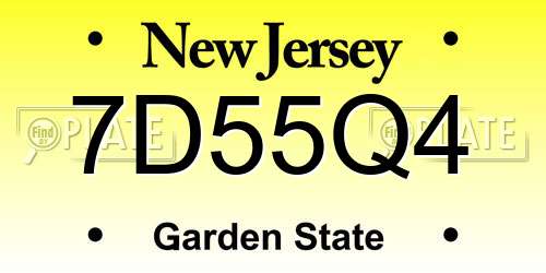 7D55Q4 New Jersey License Plate