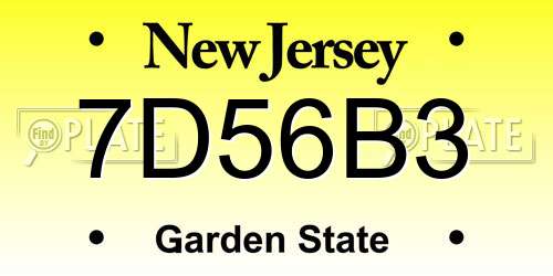 7D56B3 New Jersey License Plate