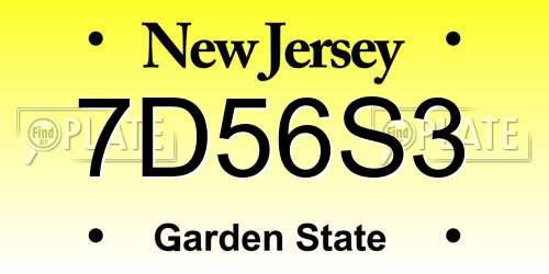 7D56S3 New Jersey License Plate