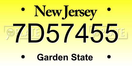 7D57455 New Jersey License Plate