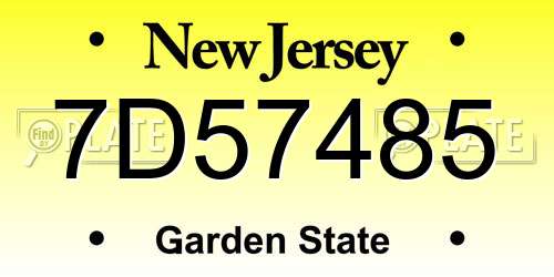 7D57485 New Jersey License Plate