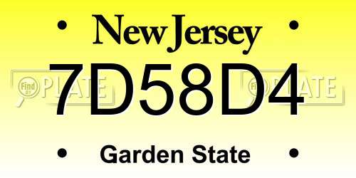 7D58D4 New Jersey License Plate