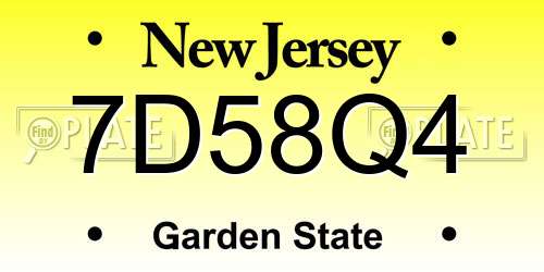 7D58Q4 New Jersey License Plate