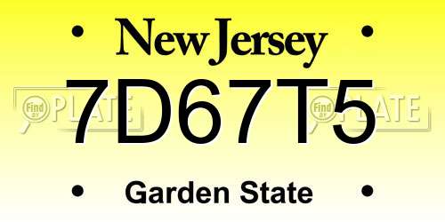 7D67T5 New Jersey License Plate