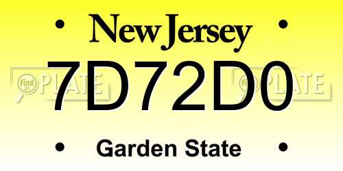 7D72D0 New Jersey License Plate