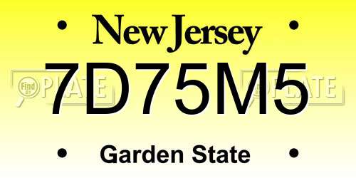 7D75M5 New Jersey License Plate