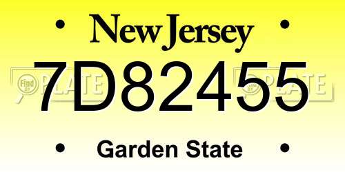 7D82455 New Jersey License Plate