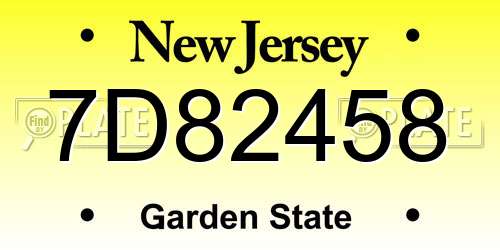 7D82458 New Jersey License Plate