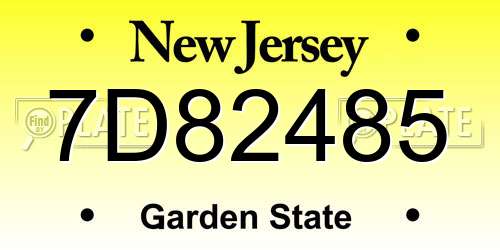 7D82485 New Jersey License Plate