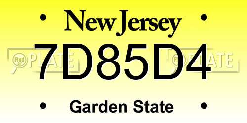 7D85D4 New Jersey License Plate
