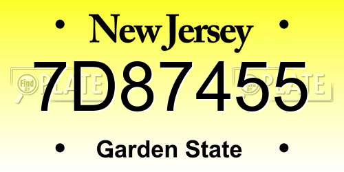 7D87455 New Jersey License Plate