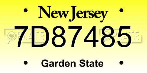 7D87485 New Jersey License Plate