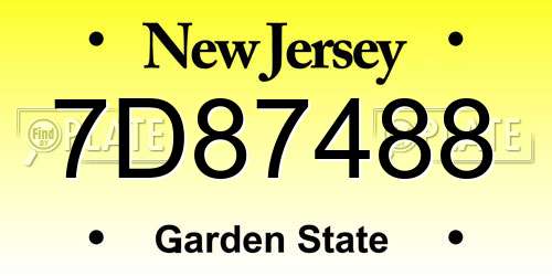 7D87488 New Jersey License Plate