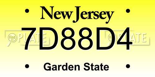 7D88D4 New Jersey License Plate