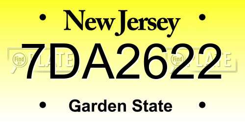 7DA2622 New Jersey License Plate