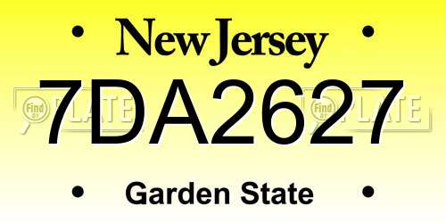 7DA2627 New Jersey License Plate