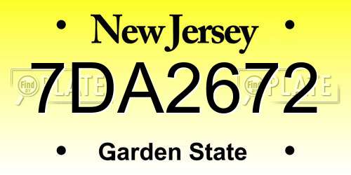 7DA2672 New Jersey License Plate