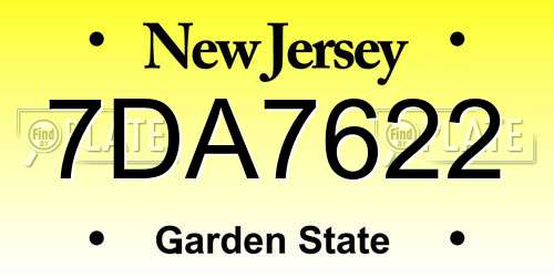 7DA7622 New Jersey License Plate