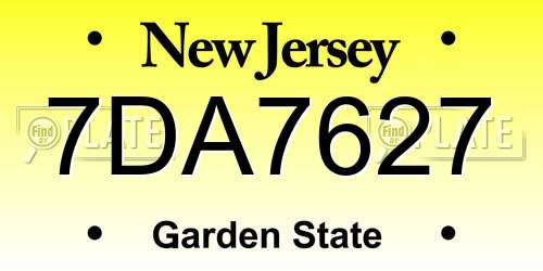 7DA7627 New Jersey License Plate
