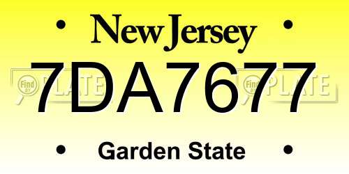 7DA7677 New Jersey License Plate